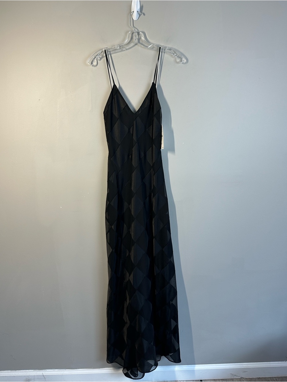 NWT Zara Harlequin Checkerboard Low Back Black Slip Maxi Dress Size XS